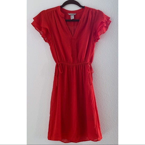 h&m red chiffon dress